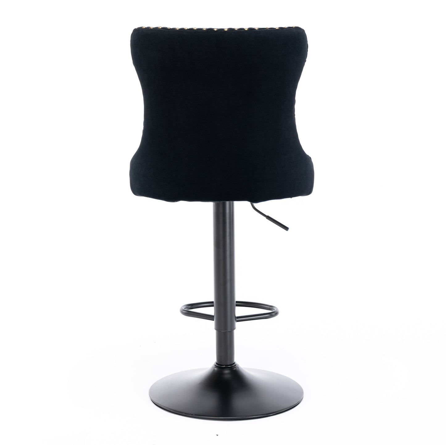 Swivel Velvet Barstools Adjusatble Seat Height from 25-33 Inch, Modern Upholstered Bar Stools with Backs Comfortable Tufted for Home Pub and Kitchen Island (Black, Set of 2)