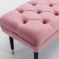 Tufted Bench Modern Velvet Button Upholstered Ottoman enches Bedroom Rectangle Fabric Footstool with Metal Legs for Living Room Entryway, Pink