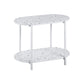 End Table 24" 2-Tiers Oval Nightstand, Modern Marble Small Table Coffee Tea Sofa Table for Living Room Indoor Balcony