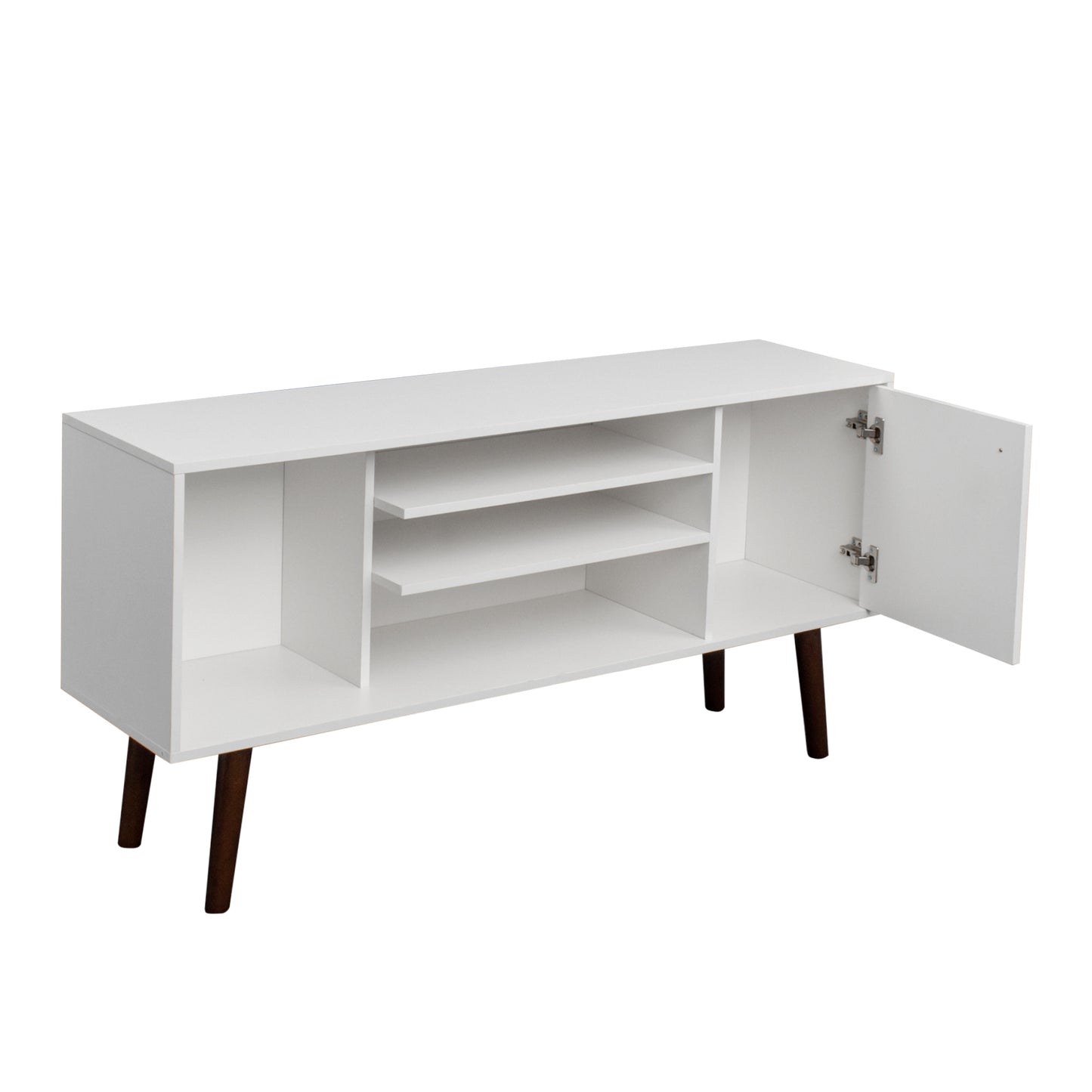 TV Stand Use in Living Room Furniture with 1 storage and 2 shelves Cabinet, high quality particle board, White