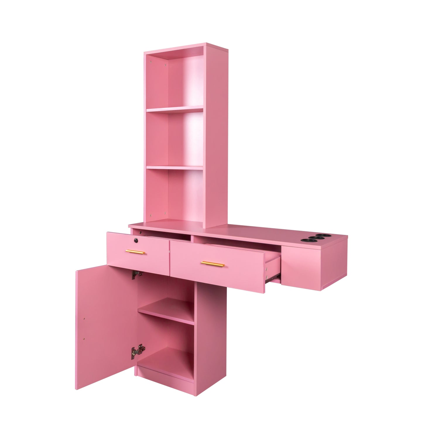 Pink modern simple hair desk, multi-layer storage space