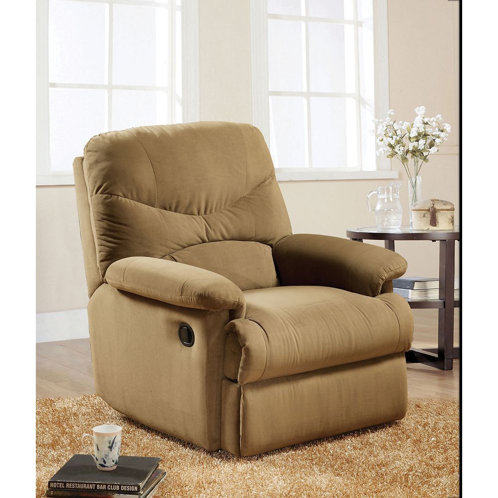 ArcadiaGlider Recliner (Motion) in Light Brown Microfiber