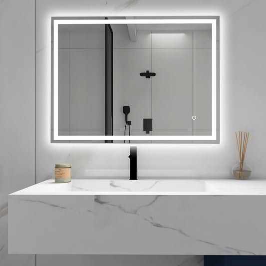 32 x 24 in. Rectangular Frameless Wall-Mount Anti-Fog Bluetooth LED Light Bathroom Vanity Mirror