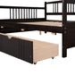 Full Size Daybed Wood Bed with Two Drawers, Espresso