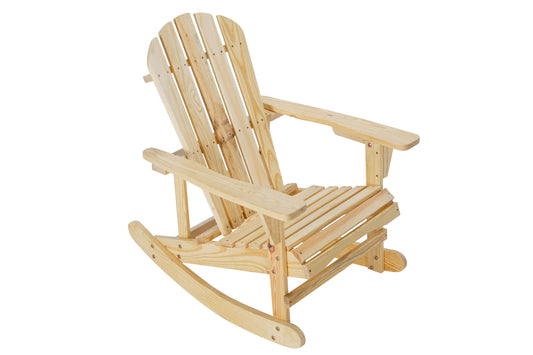 Adirondack Rocking Chair Solid Wood Chairs Finish Outdoor Furniture for Patio, Backyard, Garden - Natual