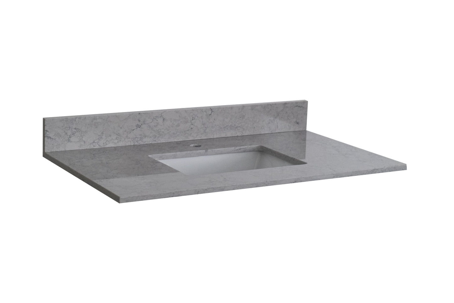 37 inches bathroom stone vanity top calacatta gray engineered marble color with undermount ceramic sink and single faucet hole with backsplash