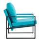 PU Leather Accent Arm Chair Mid Century Modern Upholstered Armchair with Metal Frame Extra-Thick Padded Backrest and Seat Cushion Sofa Chairs for Living Room (Cyan PU Leather + Metal + Foam)
