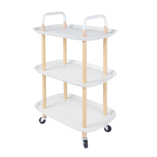 3-Tier Rolling Storage Utility Cart, Heavy Duty Craft Cart with Wheels and Handle, White