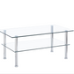 2-Layer Space Coffee Table, Modern Sofa table with Storage Shelve for Living Room Silver