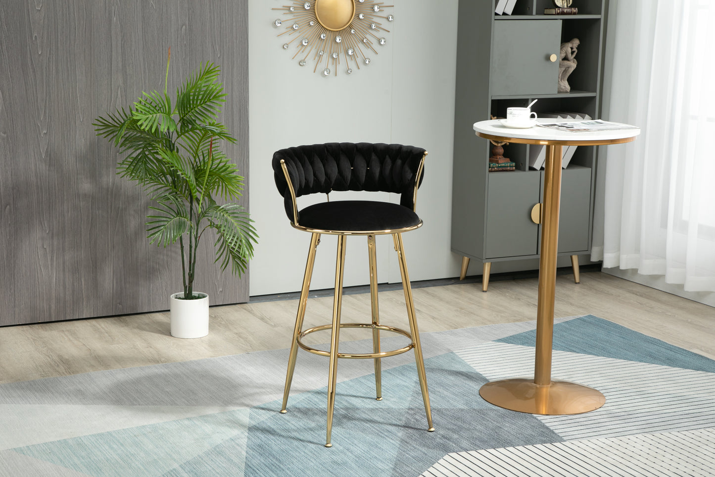 Bar Stools with Back and Footrest Counter Height Bar Chairs