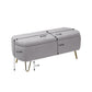Grey Storage Ottoman Bench for End of Bed Gold Legs, Modern Grey Faux Fur Entryway Bench Upholstered Padded with Storage for Living Room Bedroom