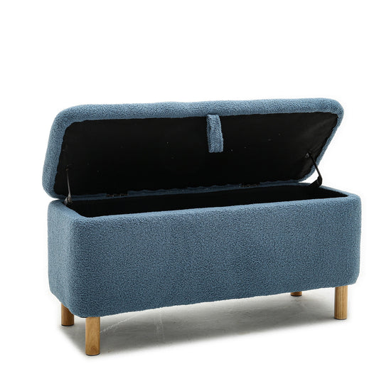 Basics Upholstered Storage Ottoman and Entryway Bench Blue
