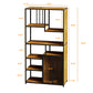 Multipurpose Bookshelf Storage Rack, Right Side with Enclosed Storage Cabinet, for Living Room, Home Office, Kitchen