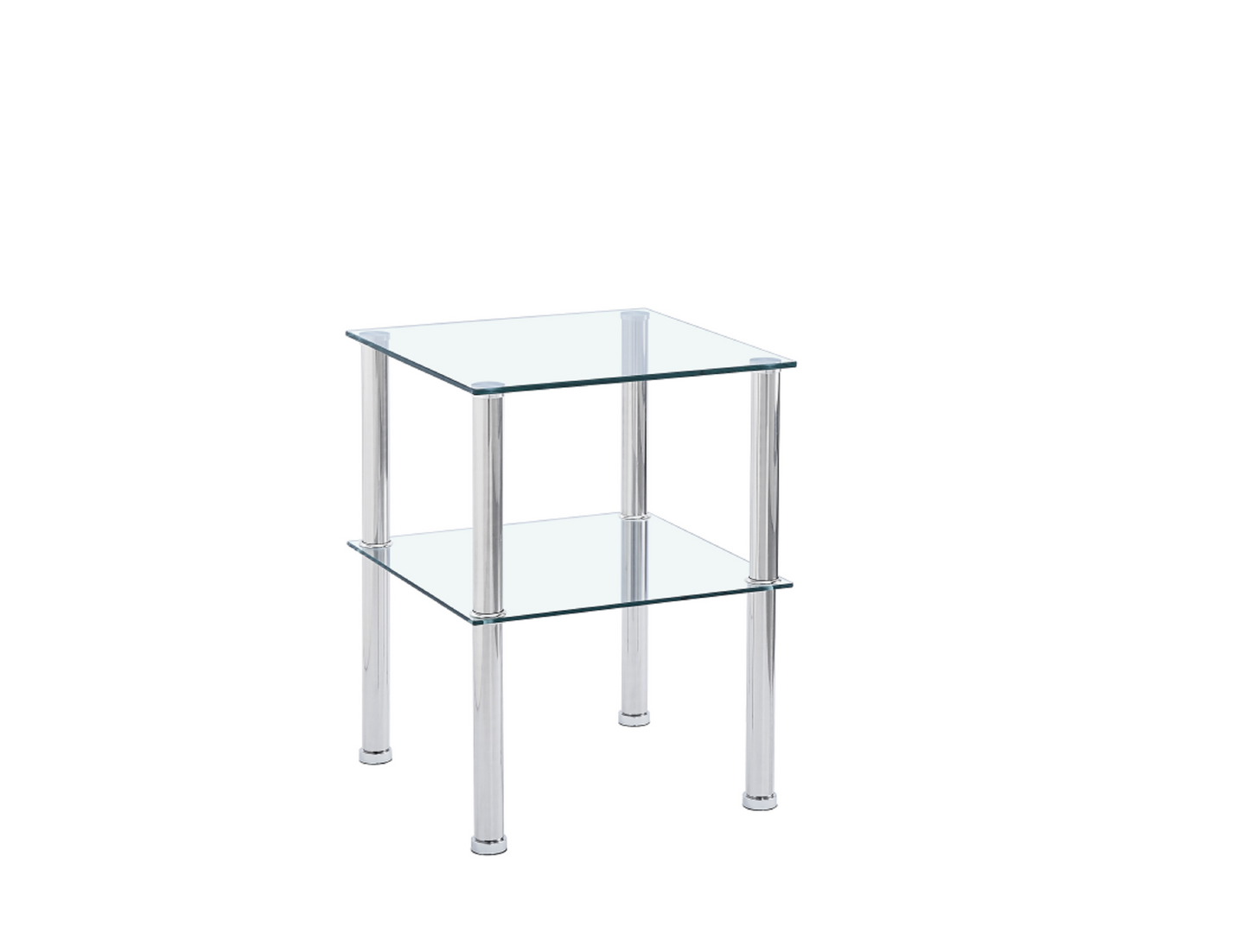 2-Piece Clear Side Table, 2-Tier Space End Table, Modern Night Stand, Sofa table with Storage Shelve for Living Room