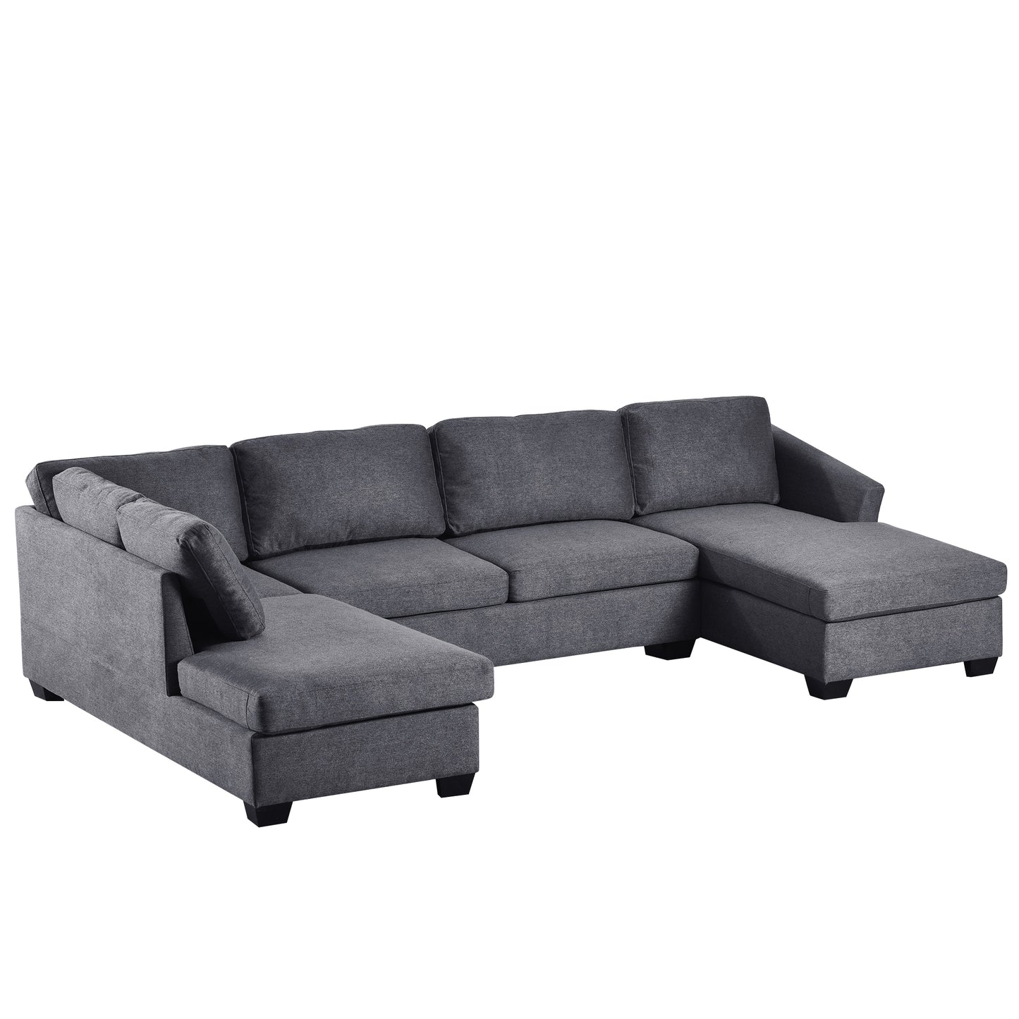 Modern Large U-Shape Sectional Sofa, Double Extra Wide Chaise Lounge Couch, Grey