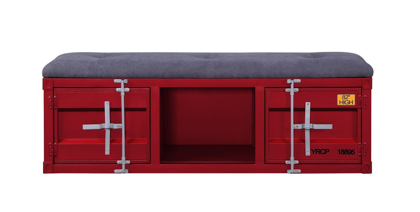 Cargo Bench (Storage), Gray Fabric & Red