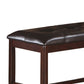 Simple Contemporary Counter Height Bench Brown Finish Dining Seating Cushion Kitchen Dining Room Faux Leather Seat