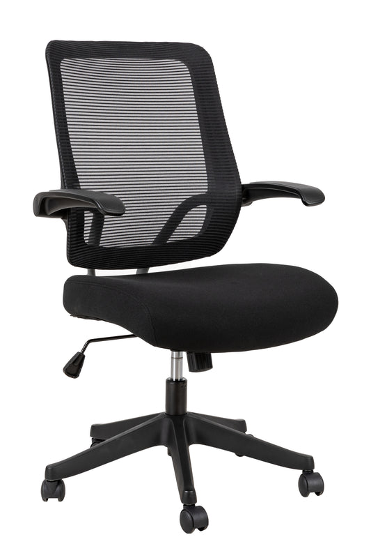 Mid task office chair with flip up arms, tilt angle max to 105 degree, 300LBS, Black
