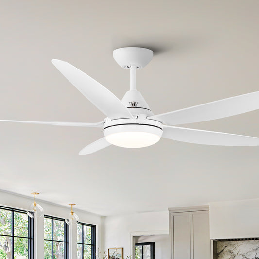56 In Intergrated LED Ceiling Fan Lighting with White ABS Blade
