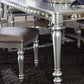 Glamourous Silver Finish Rectangular Dining Table 1pc Draw Leaf Mirror Trim Apron Dining Room Furniture