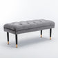 Tufted Bench Modern Velvet Button Upholstered Ottoman enches Bedroom Rectangle Fabric Footstool with Metal Legs for Living Room Entryway, Grey