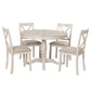 Modern Dining Table Set for 4, Round Table and 4 Kitchen Room Chairs, 5 Piece Kitchen Table Set for Dining Room, Dinette, Breakfast Nook, Antique White
