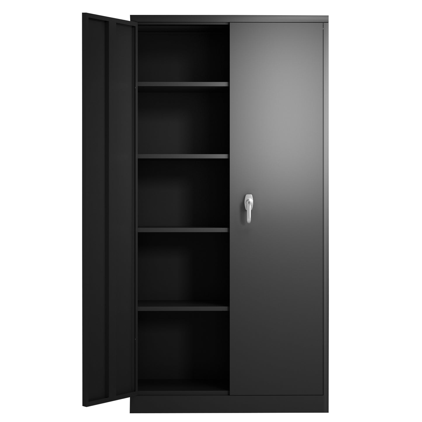 Metal Storage Cabinet,Steel Storage Cabinet with 2 Doors and 4 Adjustable Shelves,Black Metal Cabinet with Lock,72"Tall Steel Utility Cabinets for Storage Office,Garage,Home, Classroom, Shop