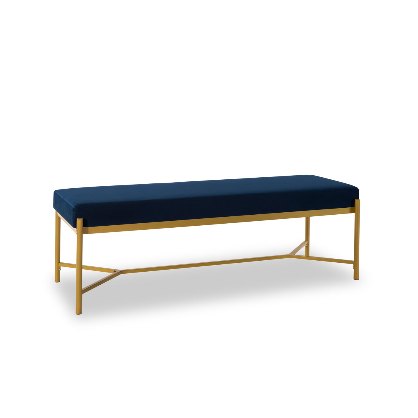 Long Upholstered Bench Navy Blue