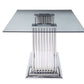 Cyrene Dining Table in Stainless Steel & Clear Glass