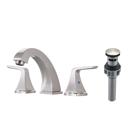 Widespread 2 Handles Bathroom Faucet with Pop Up Sink Drain (Brushed Nickel)