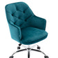 Velvet Swivel Shell Chair for Living Room, Office chair Modern Leisure Arm Chair LAKE BLUE