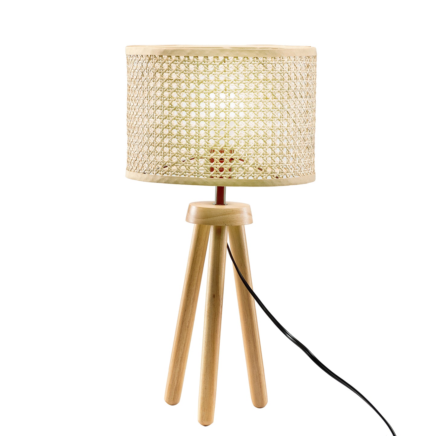 Tenedos Solid Wood Rattan 21.3" Table Lamp with In-line Switch Control
