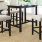 5 Piece Rustic Wooden Counter Height Dining Table Set with 4 Upholstered Chairs for Small Places, Espresso+ Beige