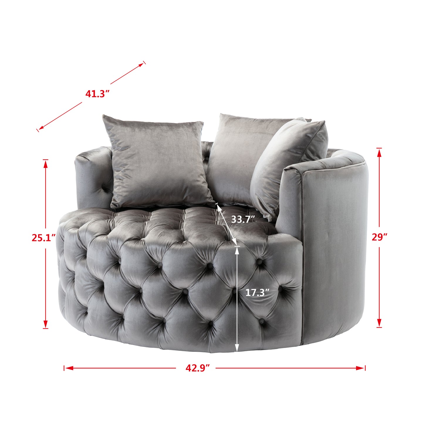 Modern Akili swivel accent chair barrel chair for hotel living room / Modern leisure chair Silver Grey