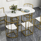 Modern 7-Piece Dining Table Set with Faux Marble Compact 55Inch Kitchen Table Set for 6, Golden+White