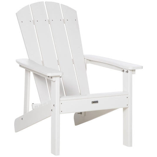 Outsunny Adirondack Chair, Faux Wood Patio & Fire Pit Chair, Weather Resistant HDPE for Deck, Outside Garden, Porch, Backyard, White