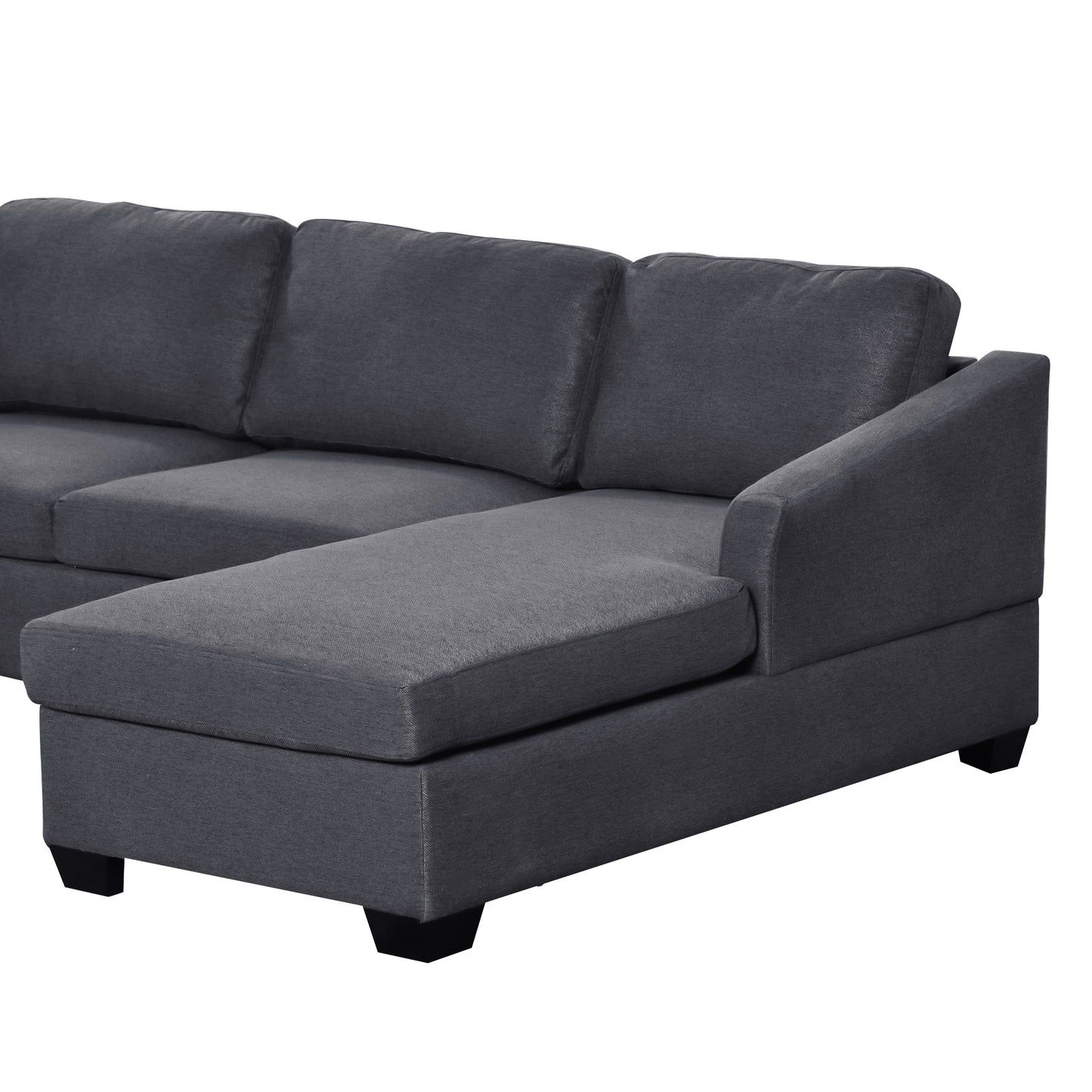 Modern Large U-Shape Sectional Sofa, Double Extra Wide Chaise Lounge Couch, Grey