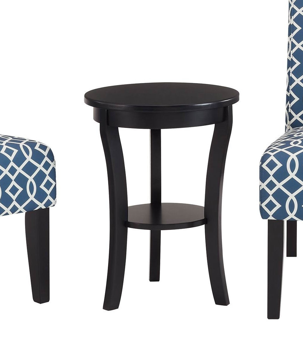 Modern Style 3pc Set Living Room Furniture 1 Side Table and 2 Chairs Blue Fabric Upholstery Wooden Legs