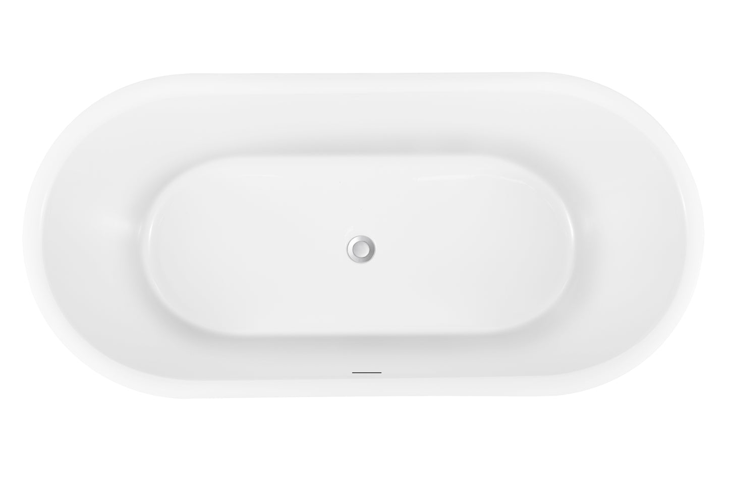 59" Acrylic Alcove Freestanding Soaking White Bathtub Oval-shaped