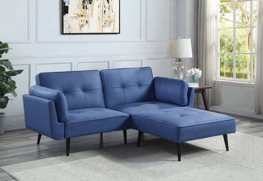 Nafisa Adjustable Sofa & Ottoman, Blue Fabric