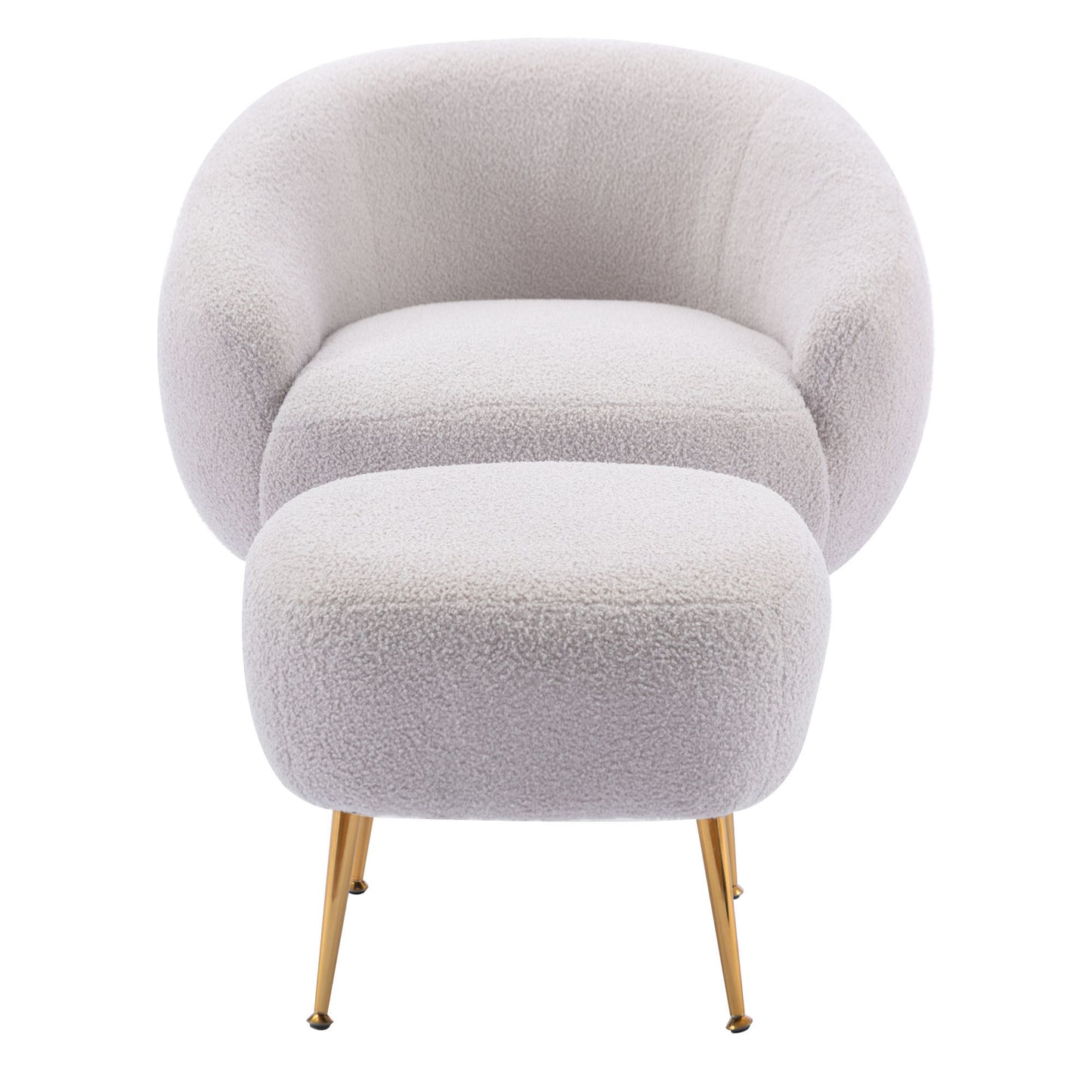 Modern Comfy Leisure Accent Chair, Teddy Short Plush Particle Velvet Armchair with Ottoman for Living Room