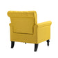 Mid-Century Modern Accent Chair, Linen Armchair w/Tufted Back/Wood Legs, Upholstered Lounge Arm Chair Single Sofa for Living Room Bedroom, YELLOW
