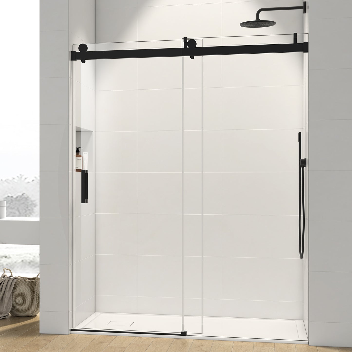 60x76" Double Sliding Frameless Shower Door