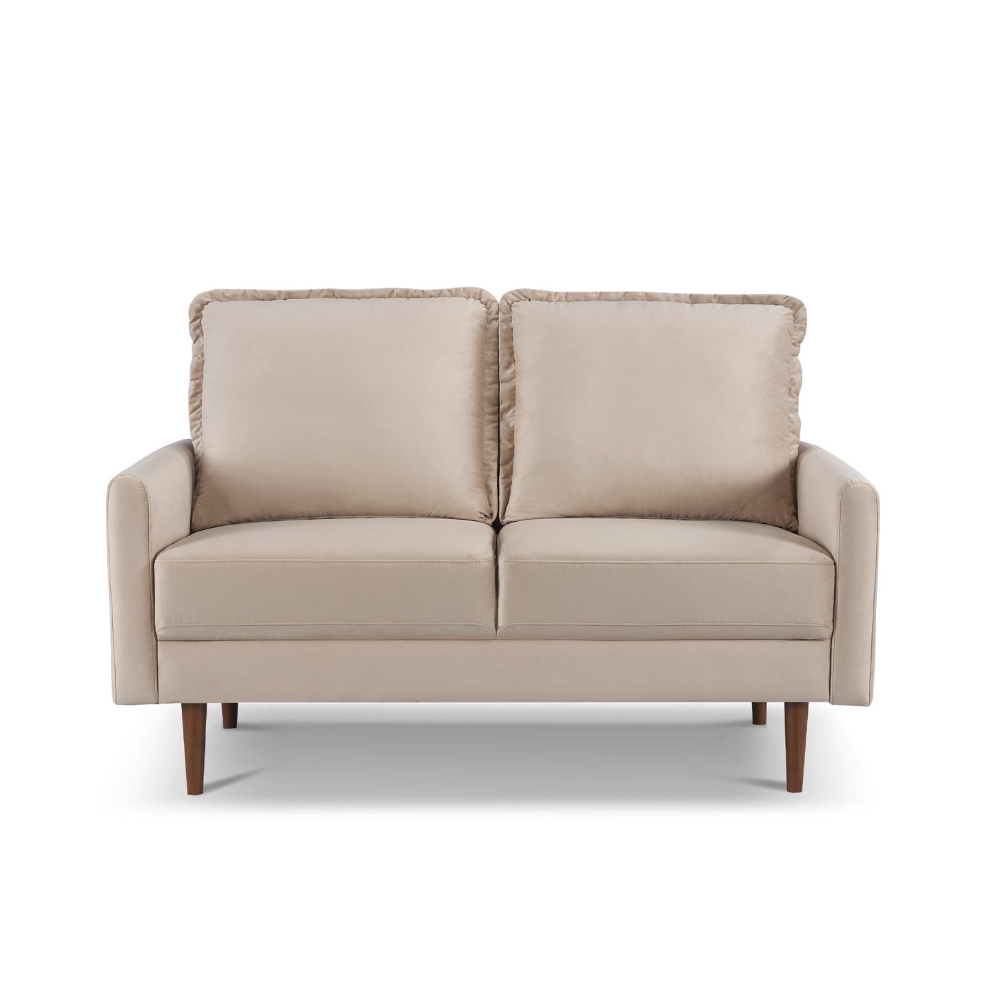 57.1 Inches Upholstered Velvet Sofa Couch, Modern Craftsmanship Seat with 3-Seater Cushions & Track Square Armrest - Beige