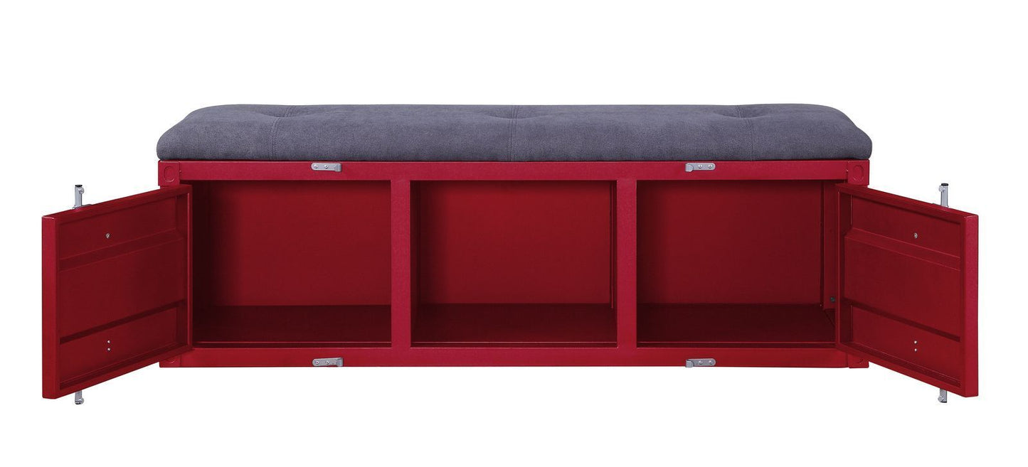 Cargo Bench (Storage), Gray Fabric & Red