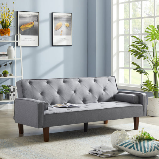 Light gray sofa bed with armrests