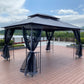 13x10 Outdoor Patio Gazebo Canopy Tent With Ventilated Double Roof And Mosquito net (Detachable Mesh Screen On All Sides),Suitable for Lawn, Garden, Backyard and Deck, Gray Top
