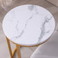 Modern C-shaped end/side table, Golden metal frame with round marble color top-15.75")