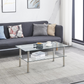 2-Layer Space Coffee Table, Modern Sofa table with Storage Shelve for Living Room Silver
