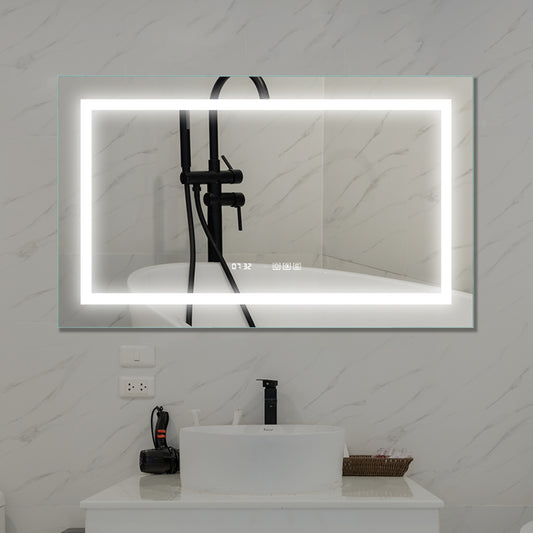 LED Bathroom Vanity Mirror, 40 x 24 inch, Anti Fog, Night Light, Time, Temperature, Dimmable, Color Temper 3000K-6400K, 90+ CRI, Horizontal Wall Mounted Only